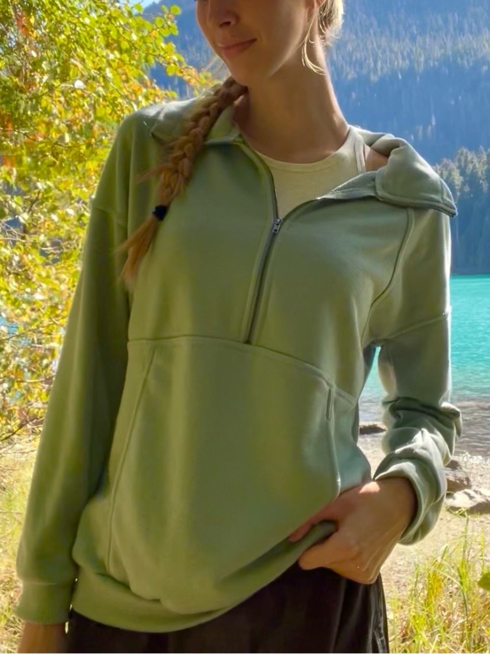 Mint green quarter zip sweater